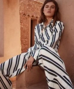 Asceno Sale Diagonal Stripe PJ Top