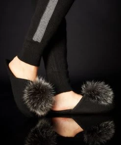 Arlotta Socks & Slippers Cashmere Slide With Pom Pom