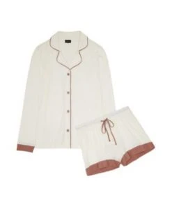 Cosabella Chevron Down Icon Bella Bridal Long Sleeve Top & Boxer Pajama Set