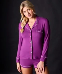 Journelle Lilly Long Sleeve & Short Pajama Set Chevron Down Icon