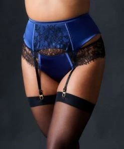 TeAmore Dusk Leavers Lace Suspender Belt