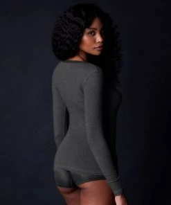 Collezione Privata Sale Fine Rib V Neck Long Sleeve