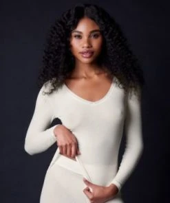 Collezione Privata Fine Rib V Neck Long Sleeve