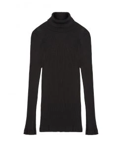 Collezione Privata Sale Wool & Silk Long Sleeve Rib Turtleneck
